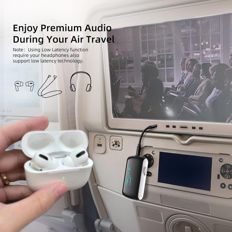YOCOWOCO Bluetooth Transmitter Receiver for 2 AirPods/Headphones, Flight Bluetooth 5.2 Adapter for Airplane, TV, and Gym with a 3.5mm Audio Jack, Wireless BT Receiver with Mic for Car/Home Stereo - Image 2